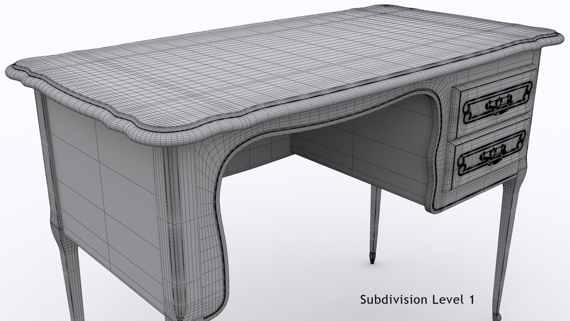 Antique Wooden Desk 3D Model - TurboSquid 2270252