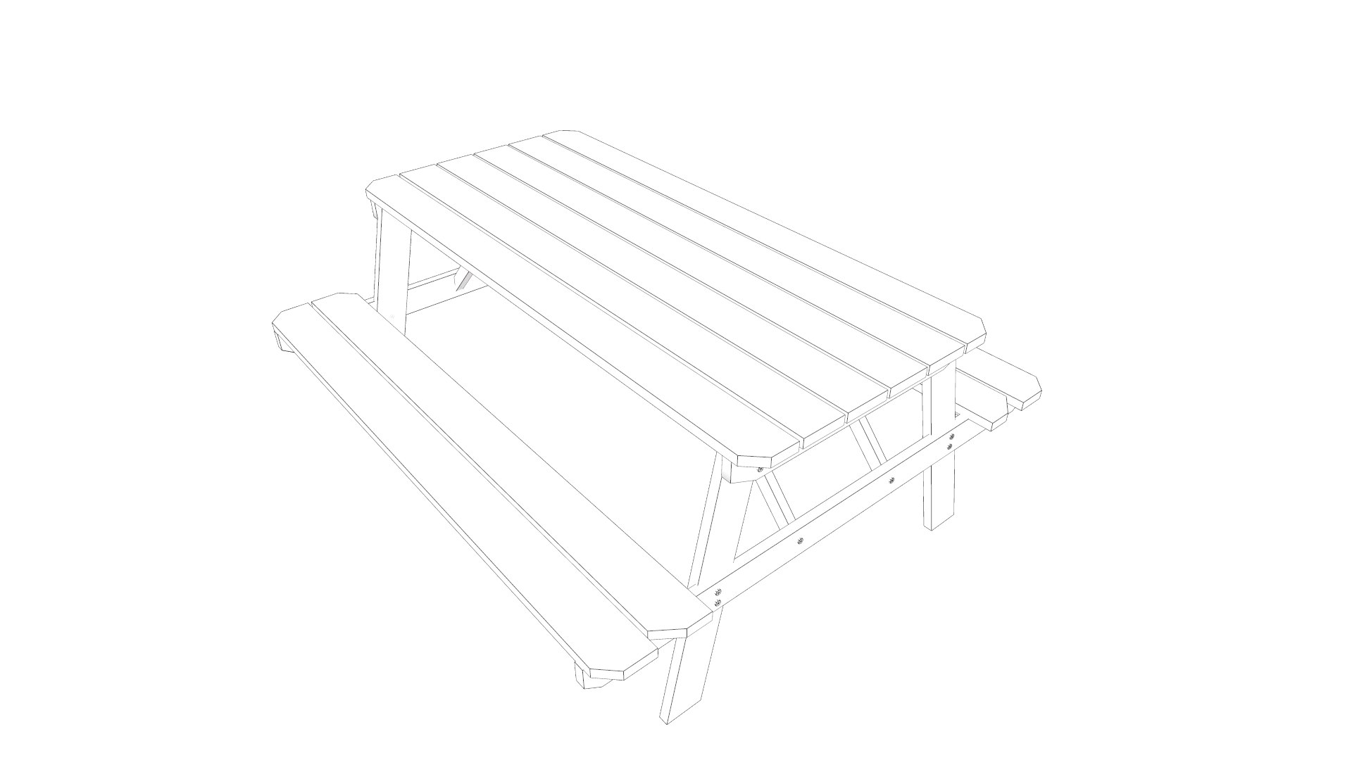 3D Wood Picnic Table Dark - TurboSquid 1917098