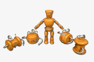 Cartoon Robot with Buddies