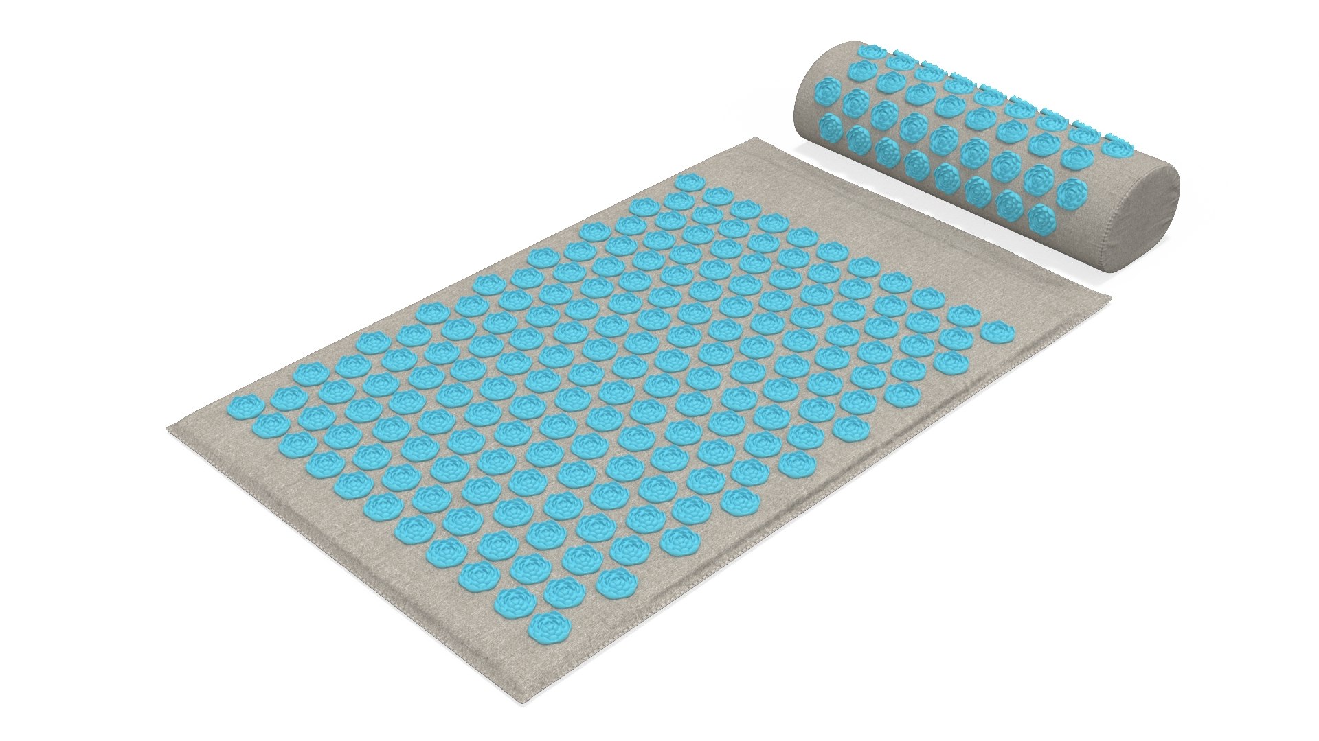 Therapy Acupressure Mat and Pillow Blue 3D model preview