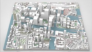 Cityscape London Business District Canary Wharf England 3D model