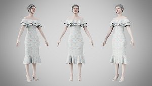 3D model Dress 17 Aqua Meadow Mosaic