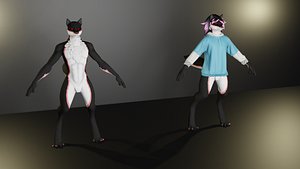 furry black wolf 3D model 3D model