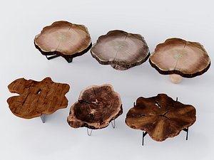 Live Edge Tree Slab Solid Wood Coffee Table Pack model