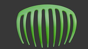 Curved Green Hair Comb 3D Model model