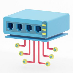 3D model 3d icon of Switch network device on computer network for network connectivity