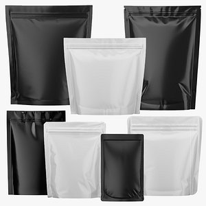 3D 7 Stand Up Pouch Mega Pack Mockup