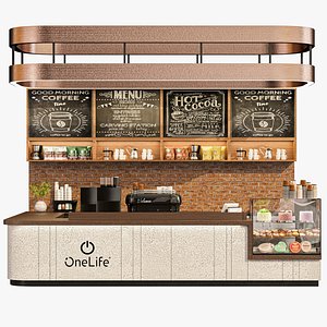 3D model Coffee point in the mall with copper