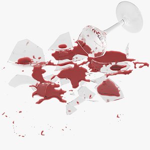 Dropped Glass of Red Wine model