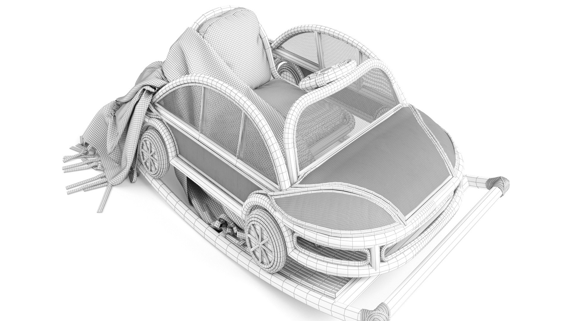 3D Kids Rattan VW Rocking Car - TurboSquid 1829901