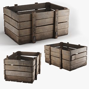 3D Old wooden crate model