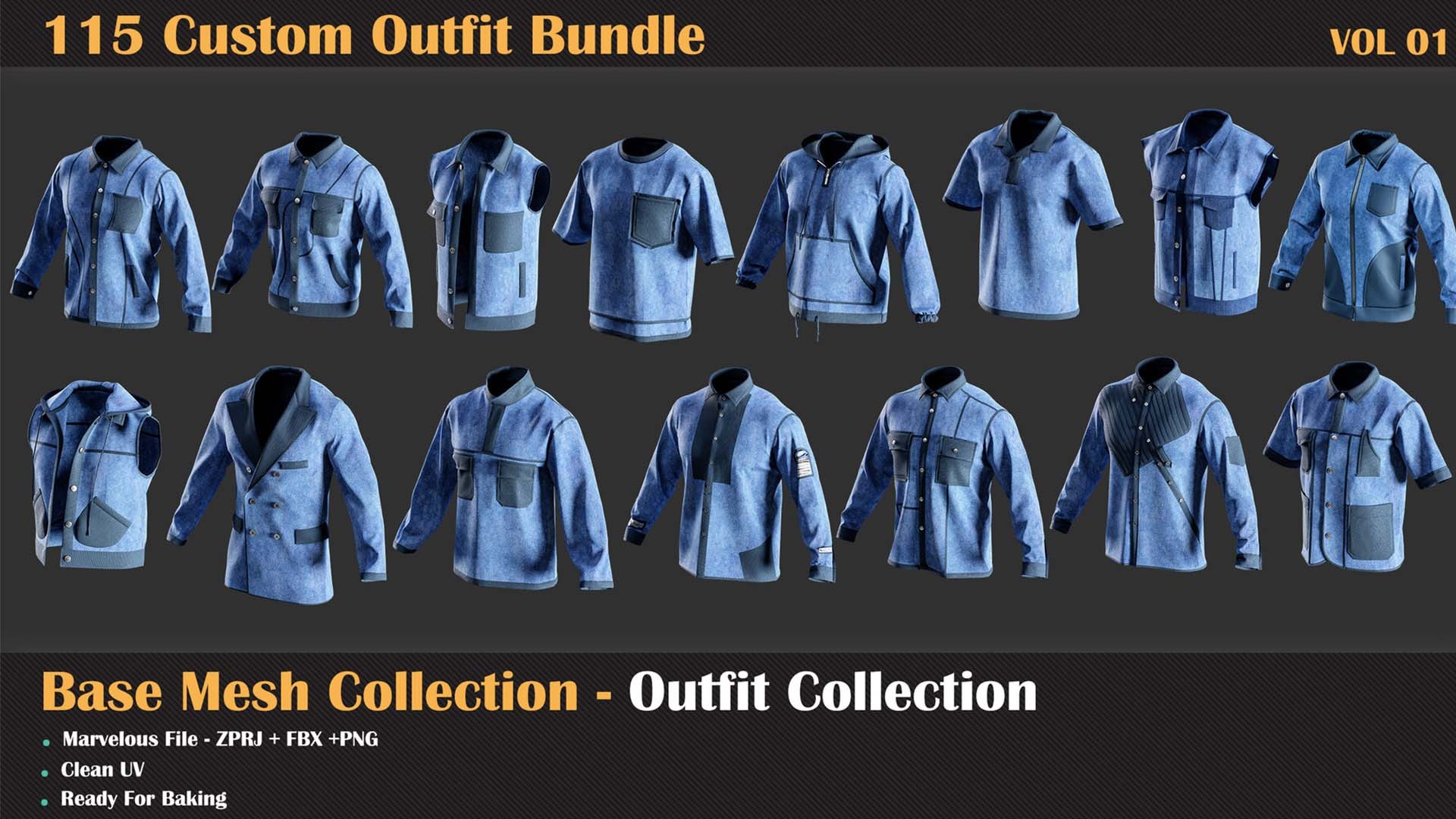 115 Custom Outfit Bundle - VOL 01 Model - TurboSquid 2364891