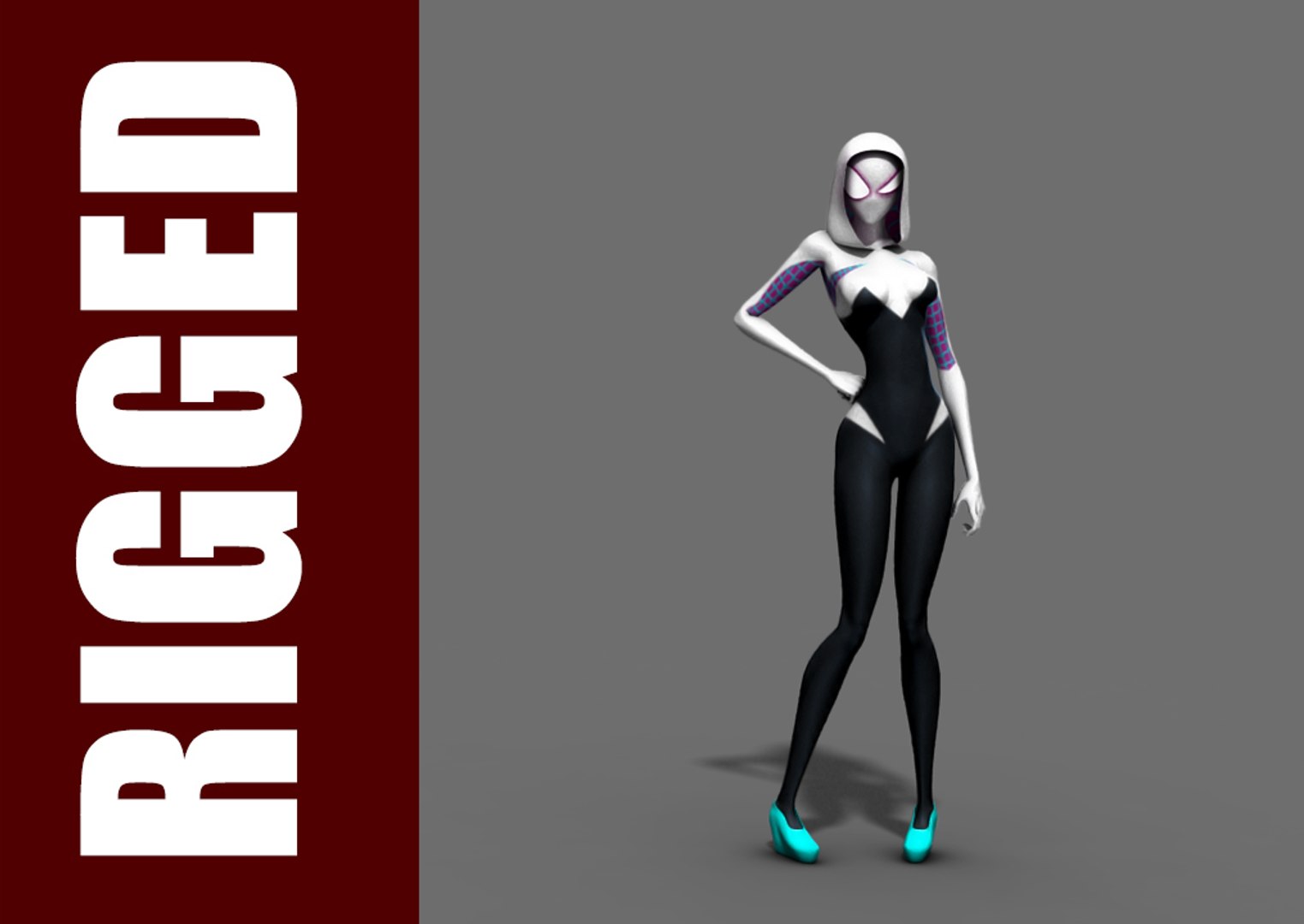 Spider Gwen modelo 3D in FBX, OBJ, MAX, 3DS, C4D 