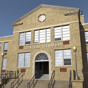Historic Brick School Building 3D