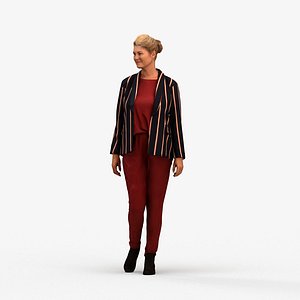 3D 00408Noelle004 - Adult Caucasian woman walking through office in transitional seasonal business atti model