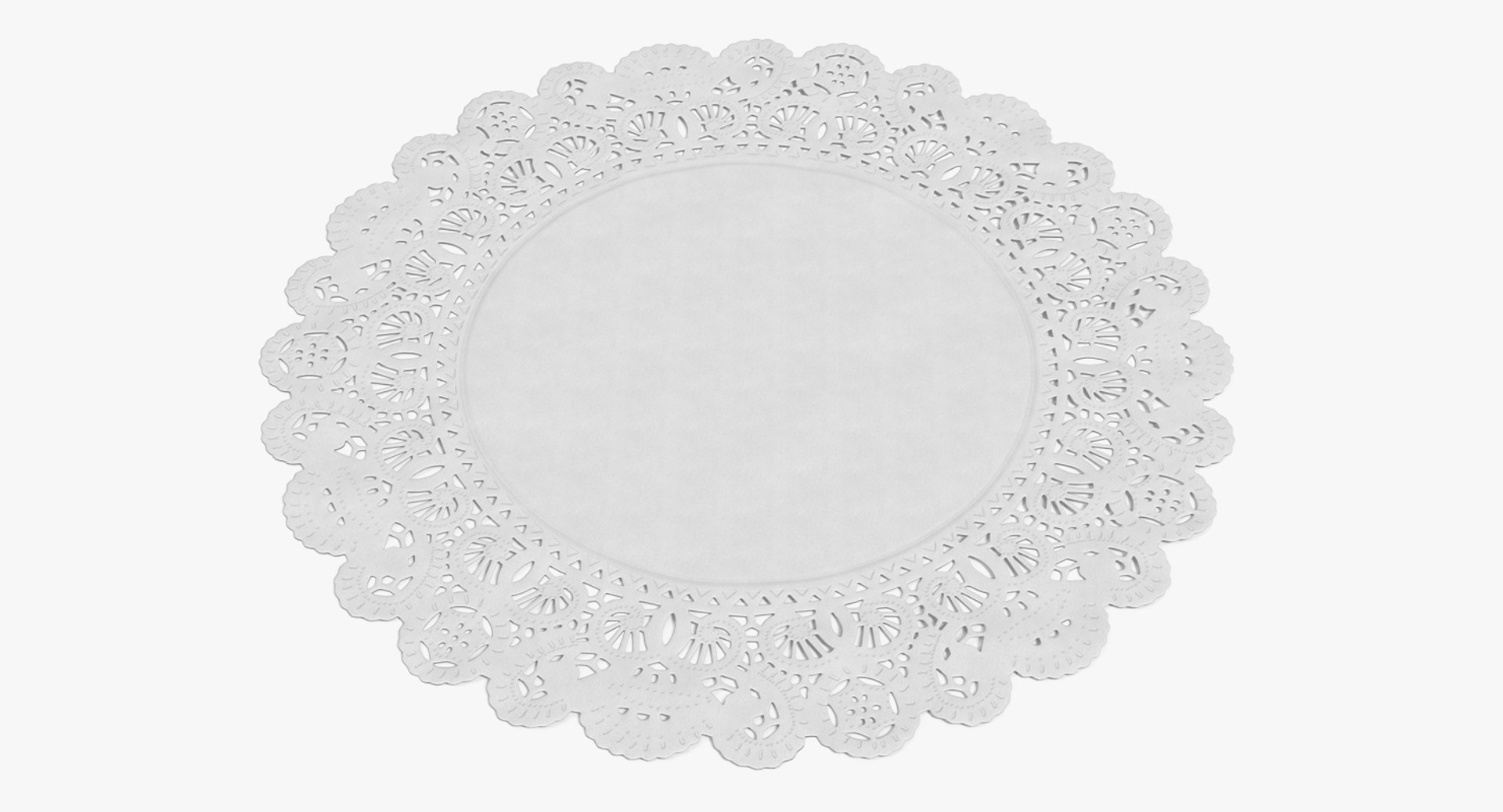 Round White Paper Lace Doily 3D Model 3D model preview