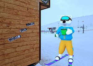 3D bear tea ski model