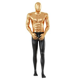 3D model abstract mannequin plastic gold