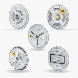 Modular Sci-Fi Hatch Covers with Caution Labels Gray 3D model