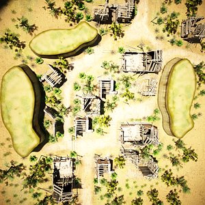 3d model destroyed village environment building