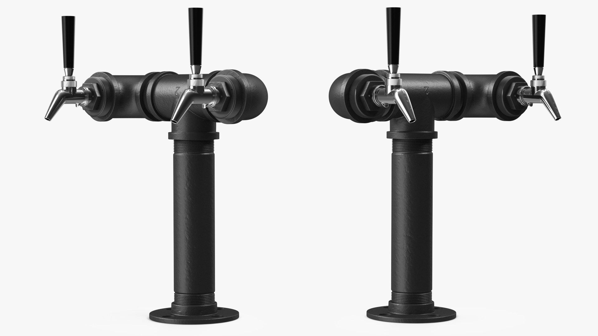 Black Iron Pipe Beer Tower Double Tap 3D model preview