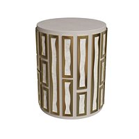 Shagreen Side Table with Quartz and Bronze-Patina Brass Details by RY Augousti