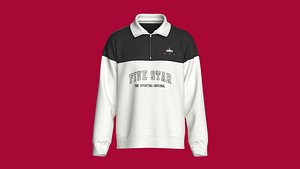 Men Quarter-Zip Colorblock Polo Sweatshirt 3D model