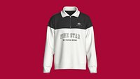 Men Quarter-Zip Colorblock Polo Sweatshirt