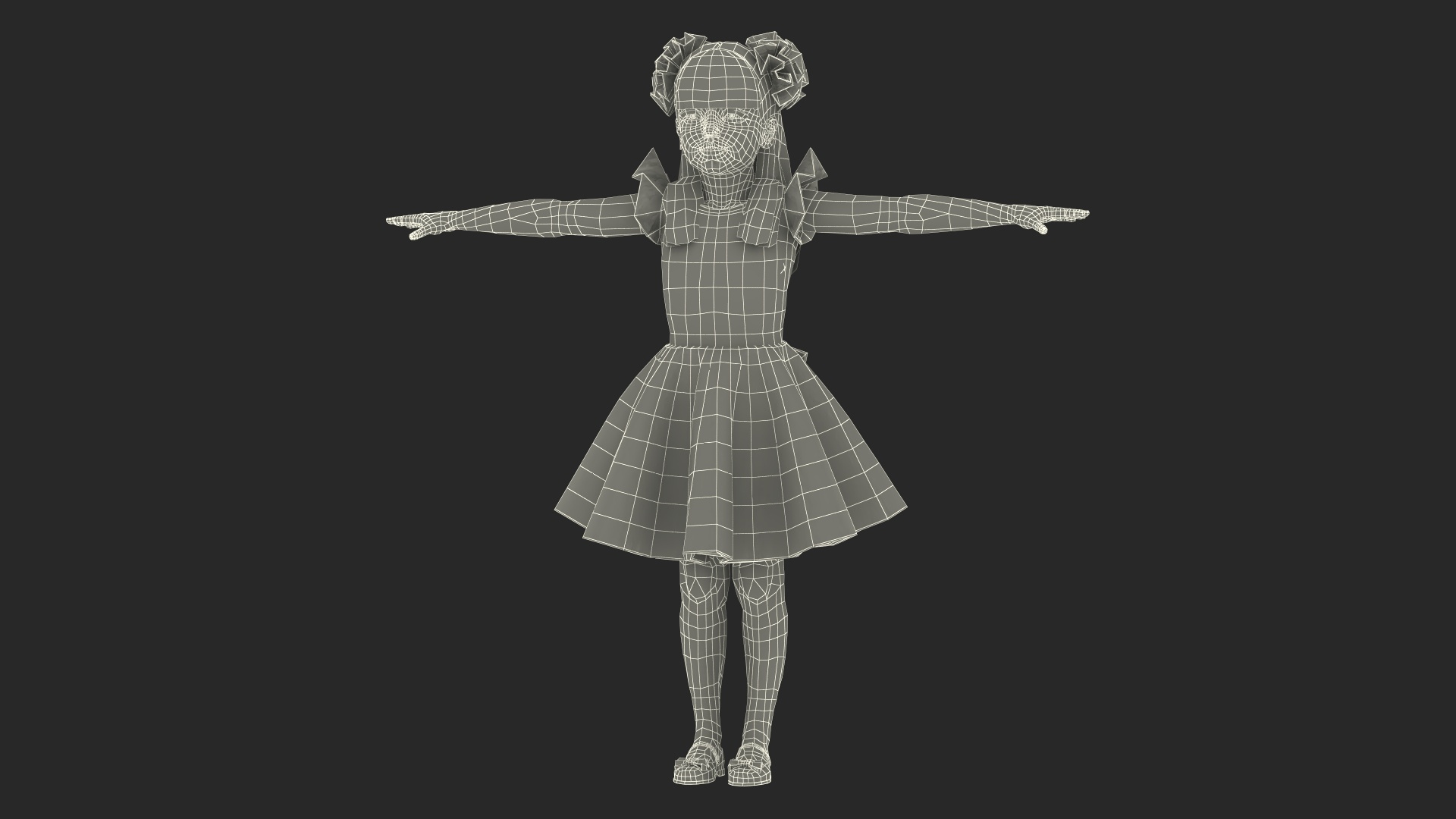 3D Little Girl Beautiful Dress T-Pose Model - TurboSquid 2079591