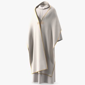 3D model Humeral Veil Vestment with Gold Cross Embroidery