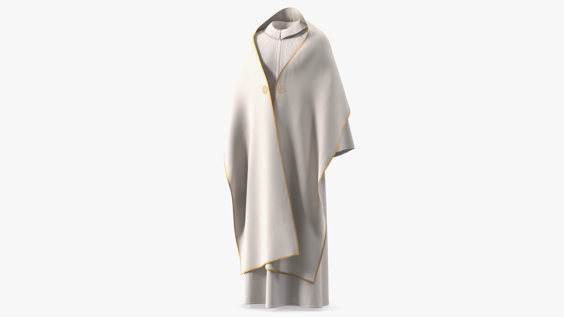Humeral Veil Vestment with Gold Cross Embroidery 3D model preview
