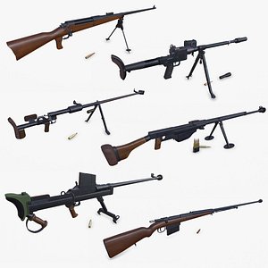 3D Anti Tank Rifle Collection Low-poly PBR