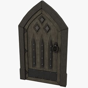 3D Medieval Door Wooden Panel Door 3D Model model