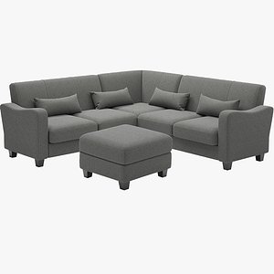 Belffin Reversible Corner Couch with Storage Ottoman Convertible Sectional Sofa Set with Chaise 4 Se