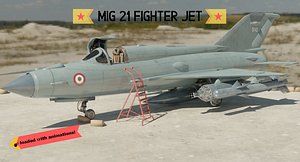 MiG 21 - Rigged & Animated - with Interior - M2