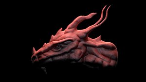dragon head sculpted 3d obj