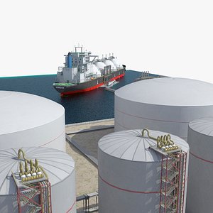 LNG Export Terminal with Gas Carrier Ship