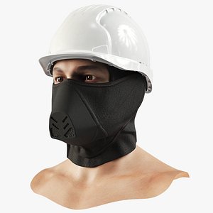 3D model Winter Work Balaclava on Head with Mask