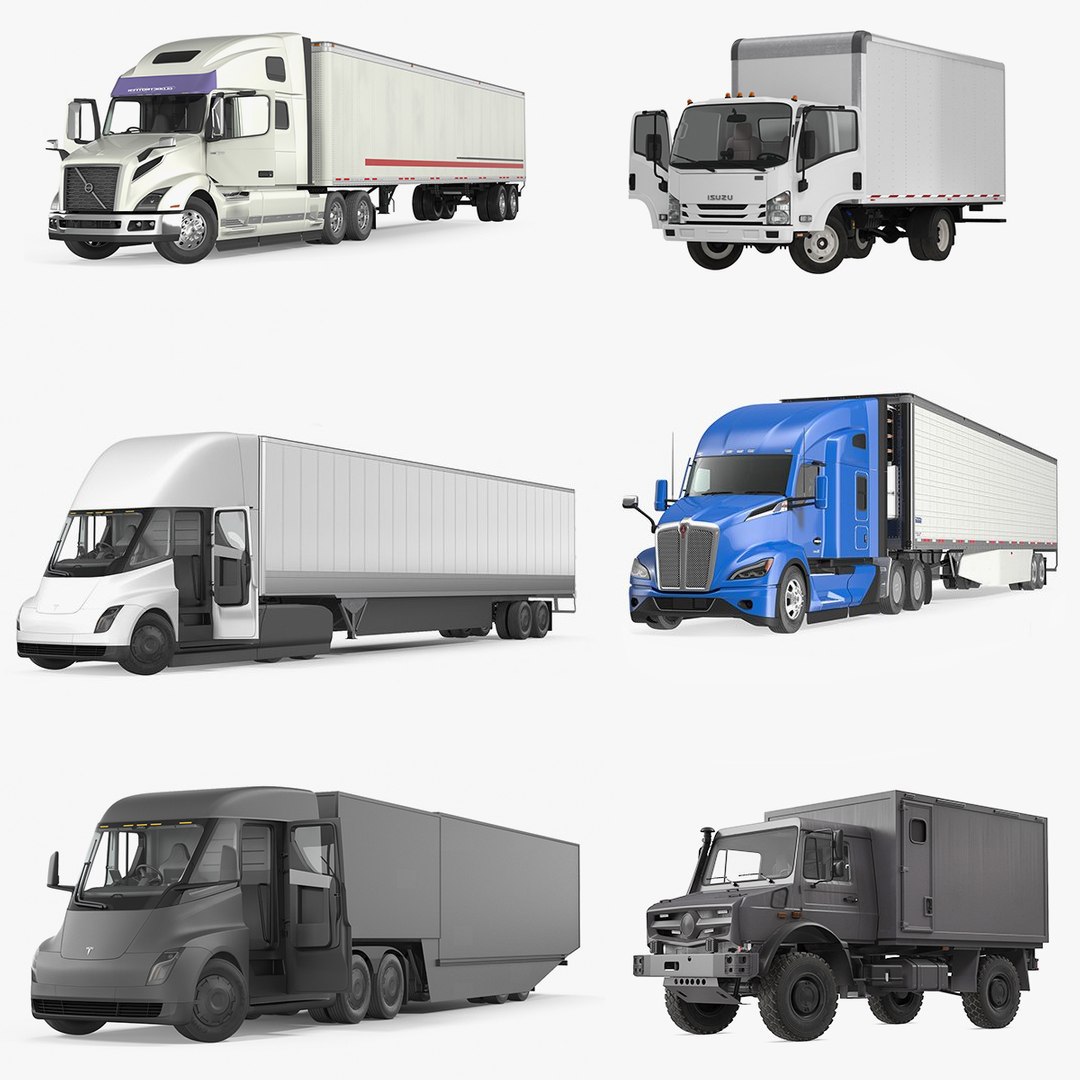 Rigged Cargo Trucks Collection 3 3D model preview