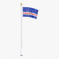 Cape Verde Flag Stand Pole Animated Loop