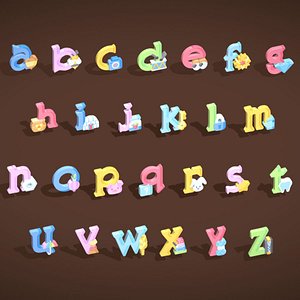 Toon Alphabets - Low Poly Cartoon Pack 5 - Kids Learning 3D Assets - Letters