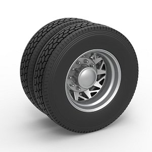 Diecast Rear custom wheel of semi truck Version 14 Scale 1 to 25 3D model