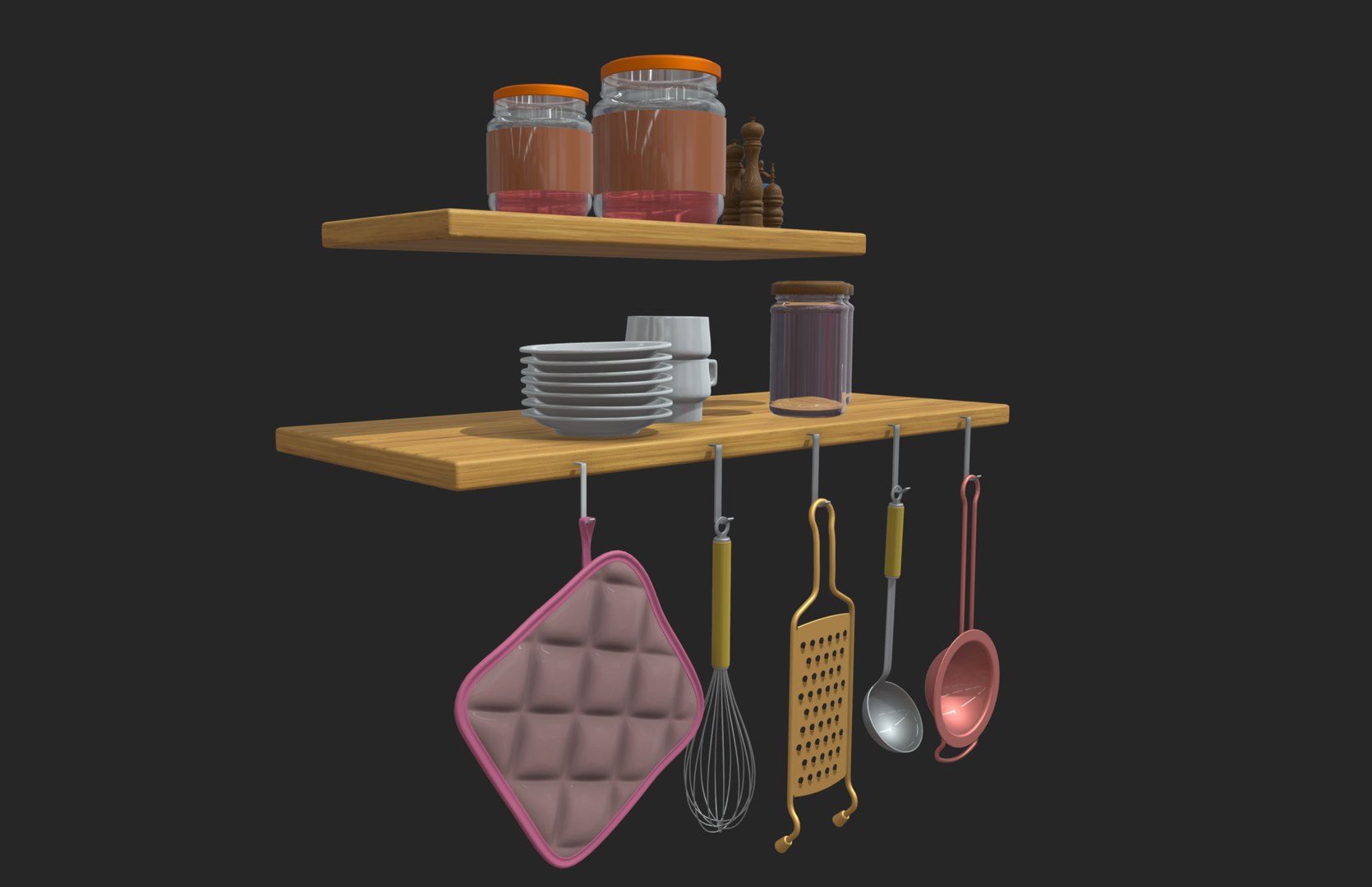 3D Kitchen Shelf Model - TurboSquid 1897038