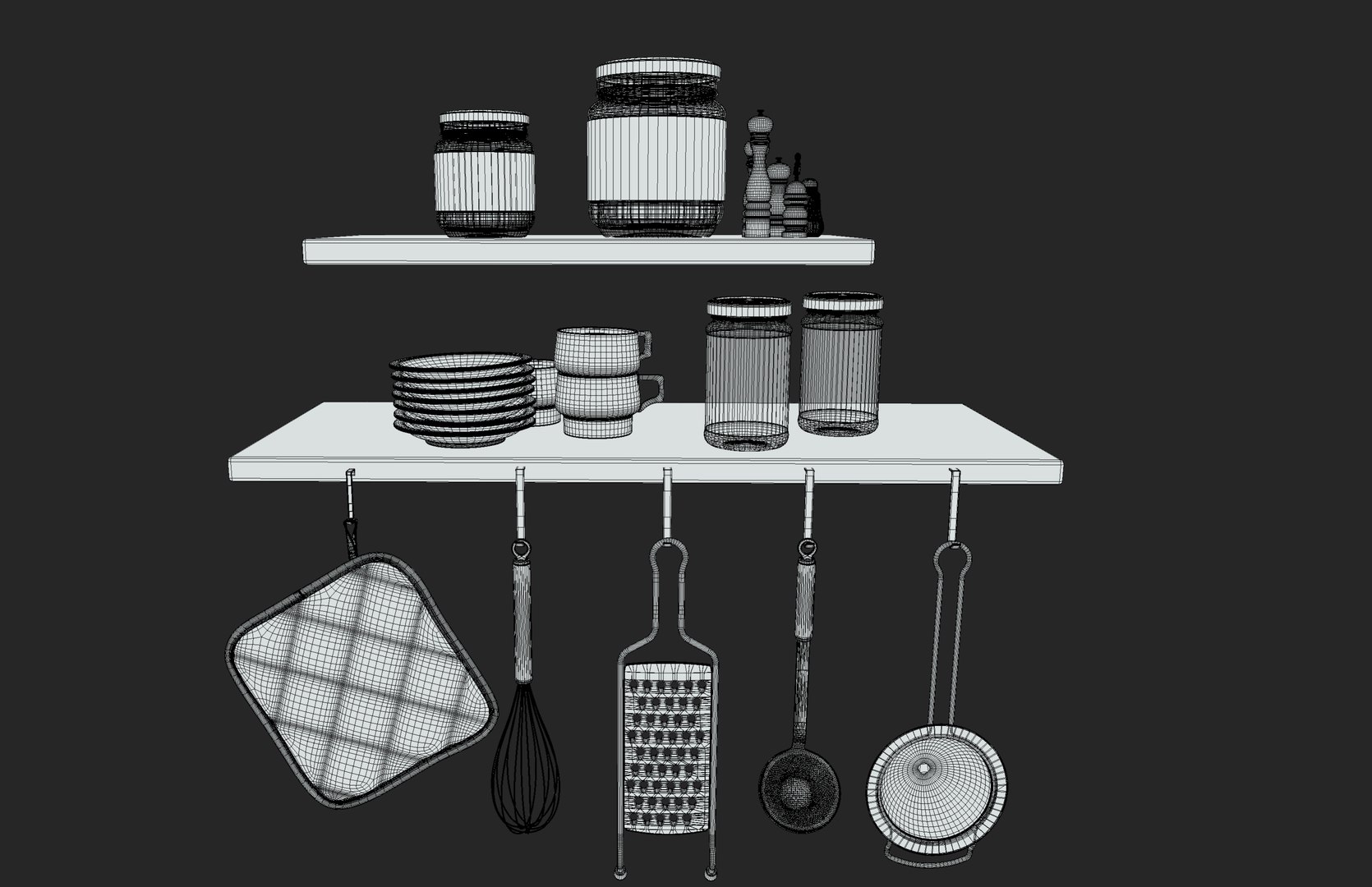 3D Kitchen Shelf Model - TurboSquid 1897038