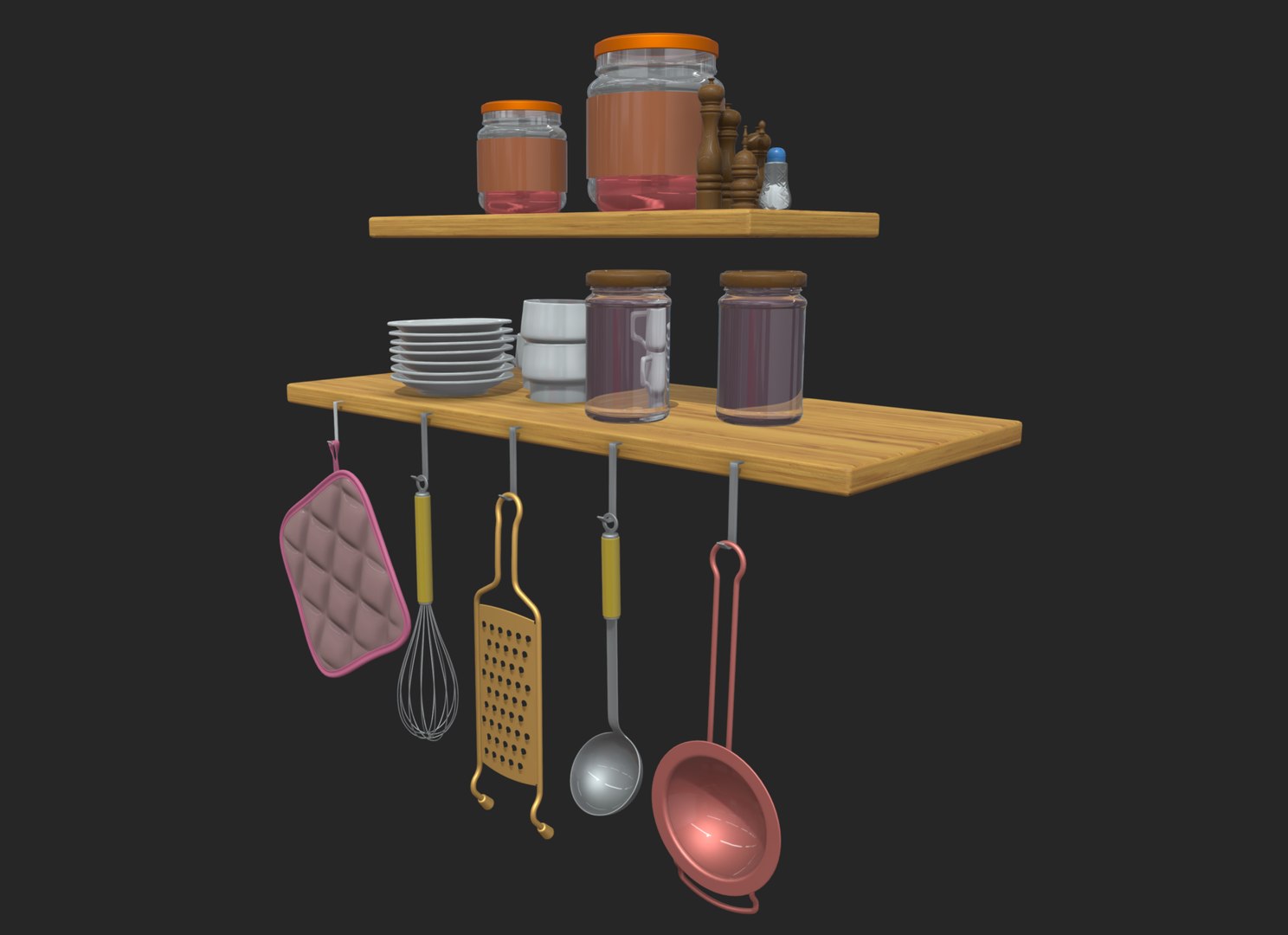 3D Kitchen Shelf Model - TurboSquid 1897038