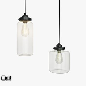 3d model glass jar pendant light