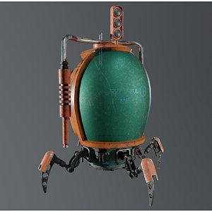 Spider Bot 2 with four robotic Limbs Low-poly 3D model