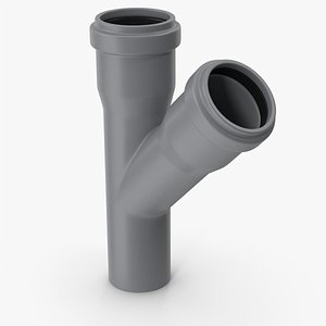 Grey PVC Wye Pipe 3D model