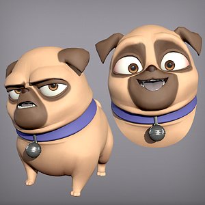 3D Cartoon character pug