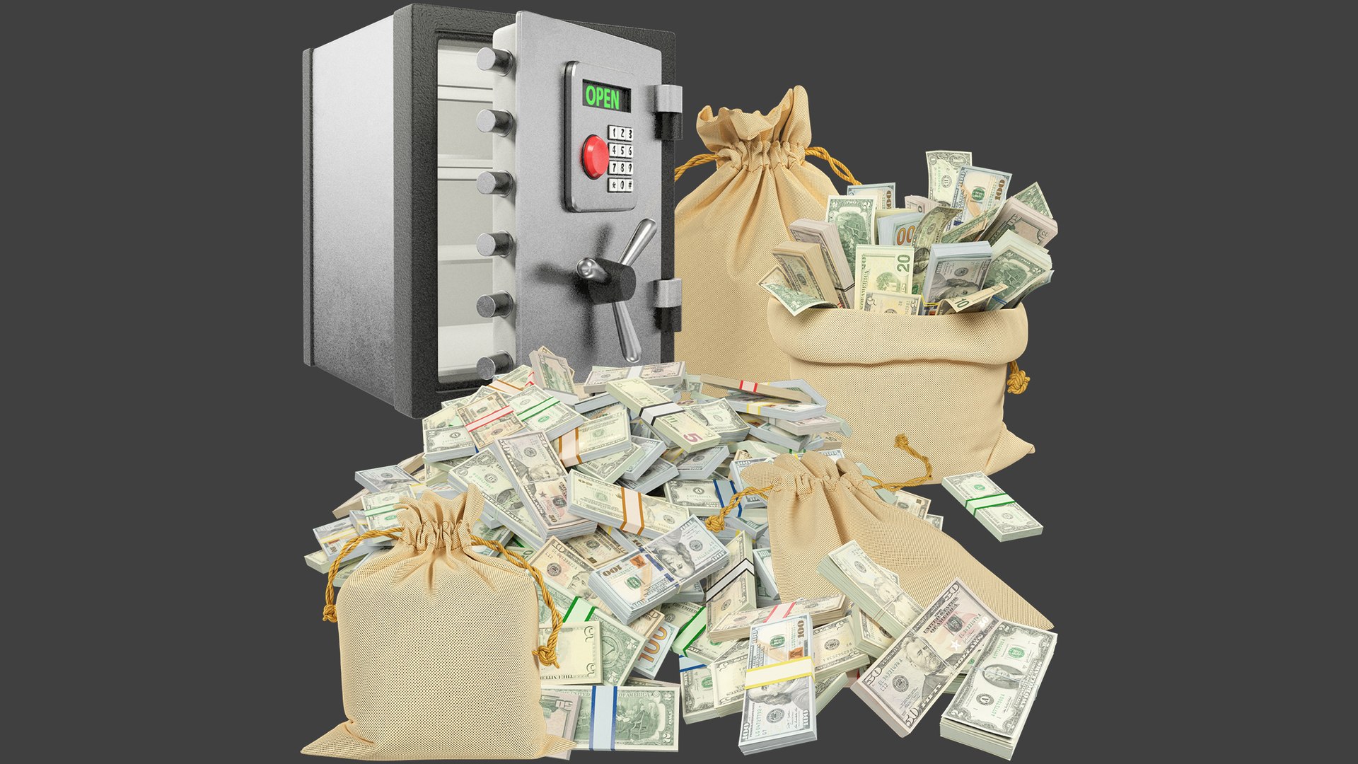 Money Bags and Safe Collection V4 3D model https://p.turbosquid.com/ts-thumb/XP/1ZjaCI/ML/mbasc4_003/png/1662152146/1920x1080/fit_q87/cd1d5988ab314b1463cf4d81c93bee8789852ce9/mbasc4_003.jpg